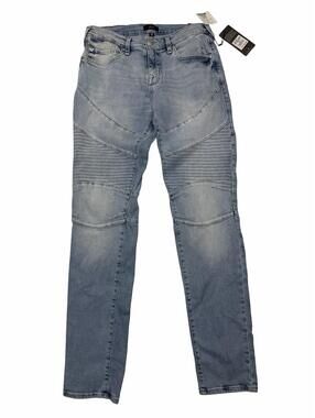 True Religion Rocco Relaxed Moto Skinny Jeans Light Wash Blue Size 30 W | 34 L
